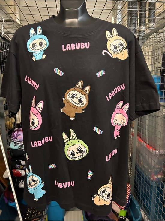 Tops - Brand new with tags Black LABUBU Graphic Tee with Colorful Character Print L